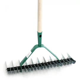 Greblă-aerator pentru gazon cu 11/21 dinţi cu coadă din lemn